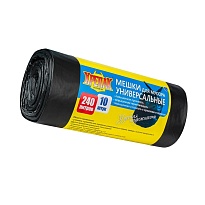 Мешки для мусора 240 л, черные, в рулоне 10 шт., ПНД 40 мкм, 1250х1000 мм, Крепак, 4607075710153 в Железнодорожном