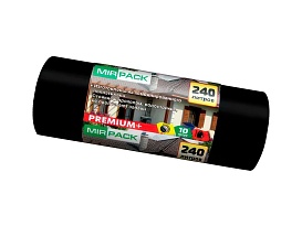 Мешки для мусора 240 л, ароматизированные, черные, в рулоне 10 шт., ПВД 45 мкм, 1300х930 мм, PREMIUM+, 24010830 в Железнодорожном