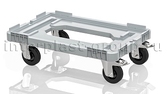 Тележка пластиковая с отверстием 2 колеса с тормозом серая в Железнодорожном