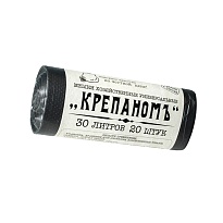 Мешки для мусора 30 л, черные, в рулоне 20 шт., ПНД, 7 мкм, 560х440 мм, Крепаномъ, 4607075710580 в Железнодорожном