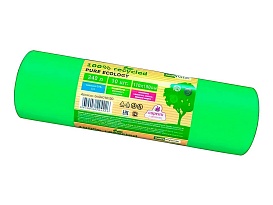 Мешки для мусора 240 л, ароматизированные, биоразлагаемые, зеленые, в рулоне 10 шт., ПВД 40 мкм, 1500х1100 мм, PURE ECOLOGY, bio24010120 в Железнодорожном