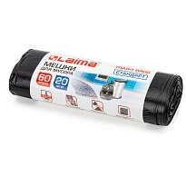 Мешки для мусора 60 л, черные, в рулоне 20 шт., ПНД, 10 мкм, 700х600 мм, LAIMA, 601381 в Железнодорожном