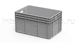Евроконтейнер открытые ручки/усиленное дно 600х400х320 серый