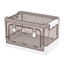 Ящик пластиковый складной прозрачный коричневый, дно белое, 360х235х230 мм, с колесиками в Железнодорожном