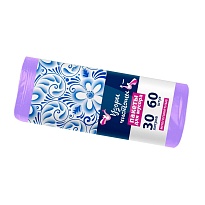 Мешки для мусора 30 л, сиреневые, в рулоне 60 шт., ПНД, 6 мкм, 560х480 мм, Узоры Чистоты, МУ4251 (МН 30-60сир) в Железнодорожном