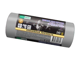 Мешки для мусора 240 л, ароматизированные, серые, в рулоне 10 шт., ПВД 40 мкм, 1500х1100 мм, СИЛАЧИ, sil240111101 в Железнодорожном