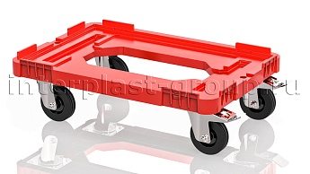 Тележка пластиковая с отверстием 2 колеса с тормозом красная в Железнодорожном Тележка пластиковая с отверстием 2 колеса с тормозом красная в Железнодорожном