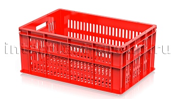 Ящик для молока, мяса, овощей и фруктов большая перфорация дно перфорированное красный в Железнодорожном Ящик для молока, мяса, овощей и фруктов большая перфорация дно перфорированное красный в Железнодорожном