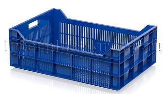 Ящик для овощей, фруктов и ягод перфорированный синий в Железнодорожном Ящик для овощей, фруктов и ягод перфорированный синий в Железнодорожном