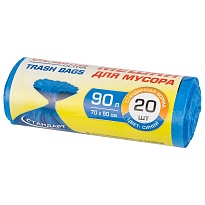 Мешки для мусора 90 л, синие, в рулоне 20 шт., ПНД, 14 мкм, 900х700 мм, LAIMA ULTRA, 607693 в Железнодорожном