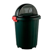 Мусорный бак с крышкой - клавишей на колесах 105 л темно-зеленый 105 темно-зеленый в Железнодорожном