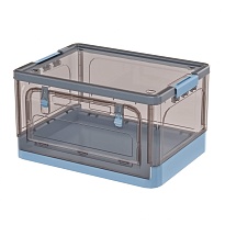 Ящик пластиковый складной прозрачный коричневый, дно синее,490х360х280 мм, с колесиками в Железнодорожном