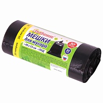 Мешки для мусора 30 л, черные, в рулоне 30 шт., ПНД, 7 мкм, 550х480 мм, Любаша, 608089 в Железнодорожном