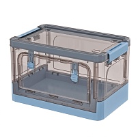 Ящик пластиковый складной прозрачный коричневый, дно синее, 360х235х230 мм, с колесиками в Железнодорожном