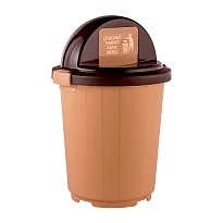 Мусорный бак с крышкой - клавишей на колесах 105 л бежевый 105 бежевый в Железнодорожном